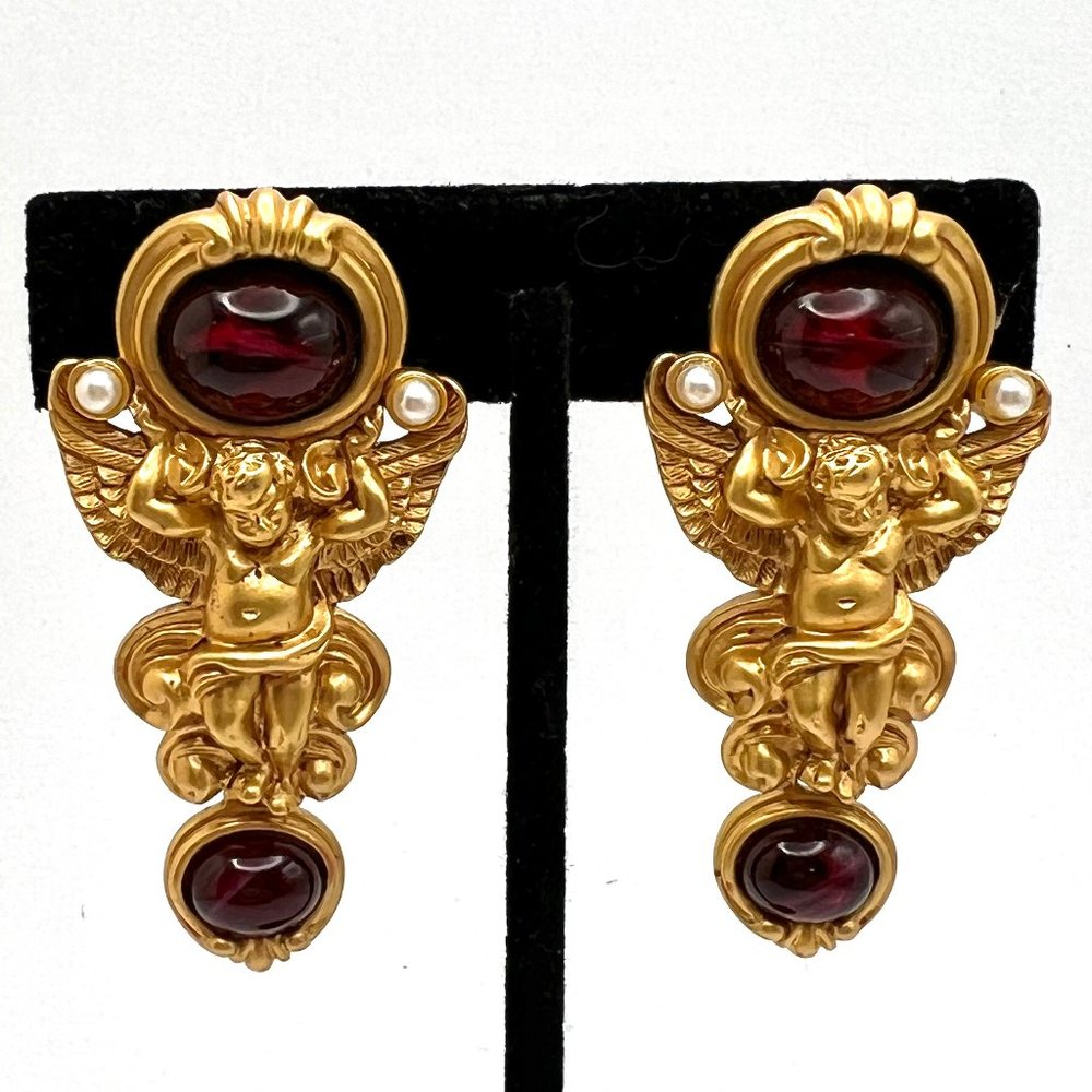 Elizabeth Taylor for Avon Gilded Age Cherub CLIP Earrings